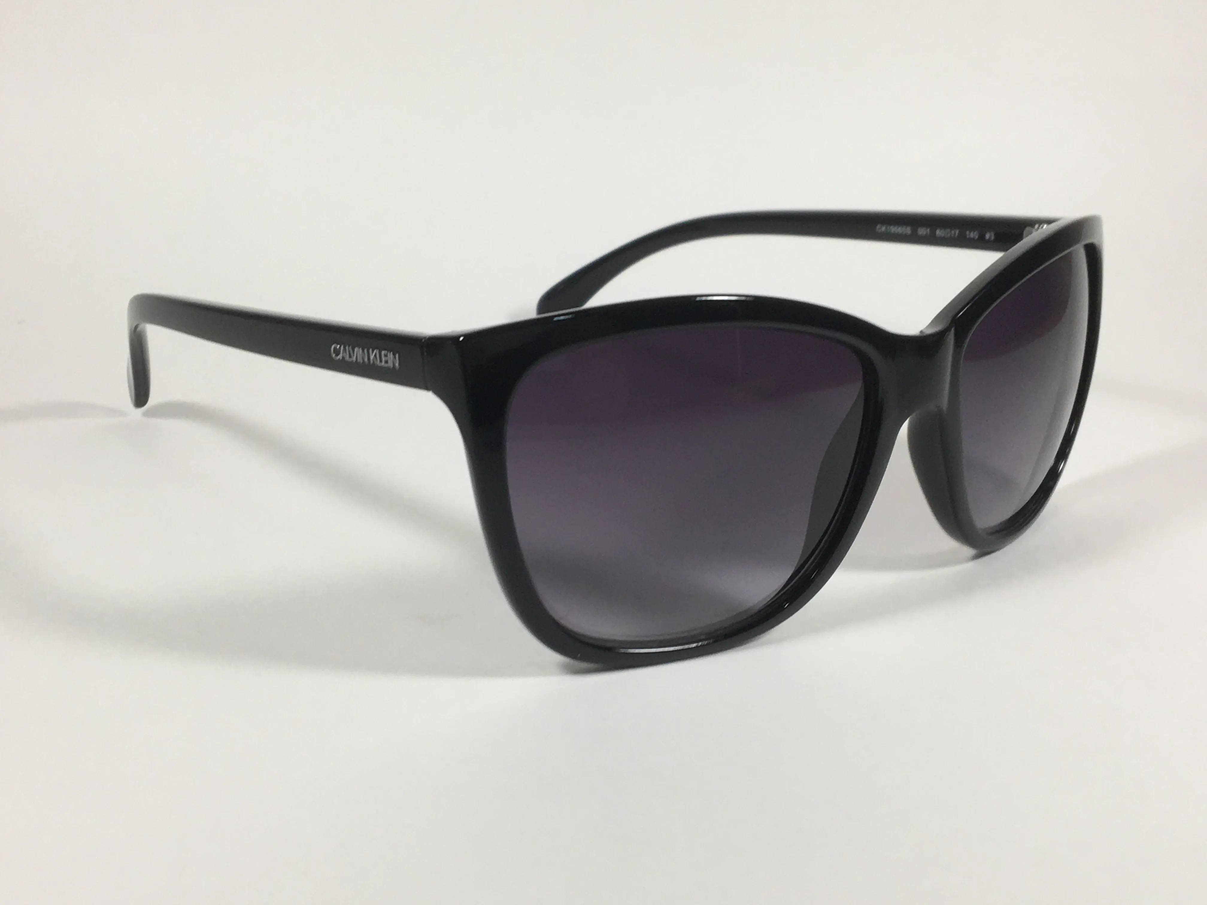 Calvin Klein Cat Eye Sunglasses CK19565S 001 Black Gloss Smoke Gradient Lens