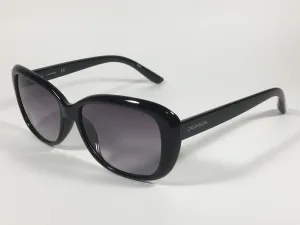 Calvin Klein Oval Sunglasses CK19541S 001 Black Gloss Frame Gray Smoke Gradient Lens