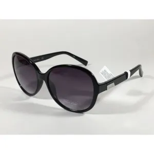 Calvin Klein R701S 001 Oval Sunglasses Black Gloss Frame Gray Gradient Lens