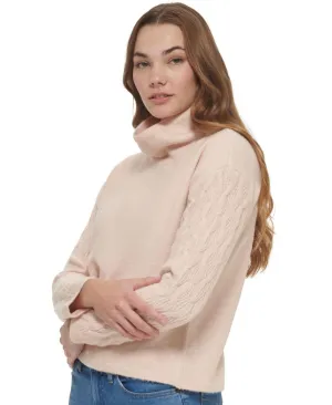 Calvin Klein Women's Cable Knit Sleeve Sweater M2XSJ728 Blush Pink S