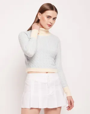 Camla Barcelona Cable Knit Off-White Turtleneck Sweater
