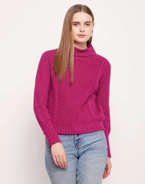 Camla Barcelona Cable Knit Purple Turtleneck Sweater