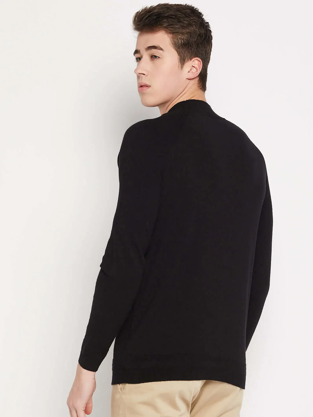 Camla Barcelona Mock Neck Black Sweater For Men
