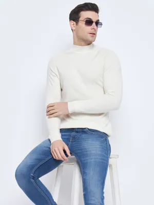 Camla Barcelona Mock Neck Cream Sweater For Men