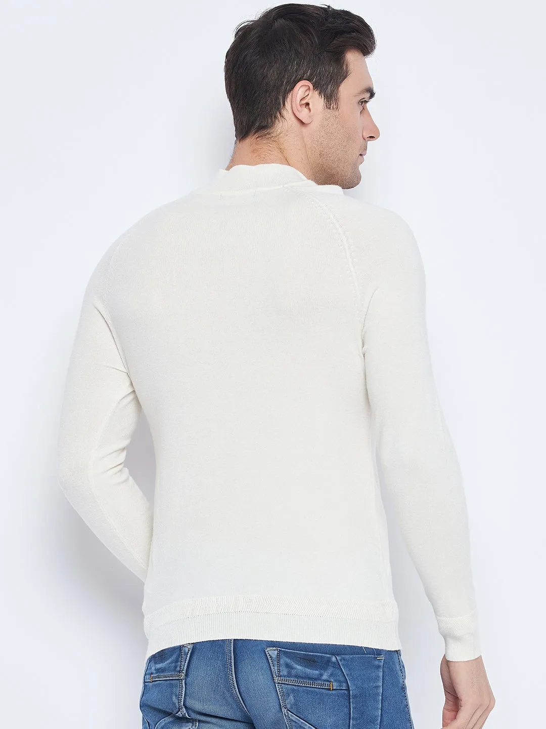 Camla Barcelona Mock Neck Cream Sweater For Men