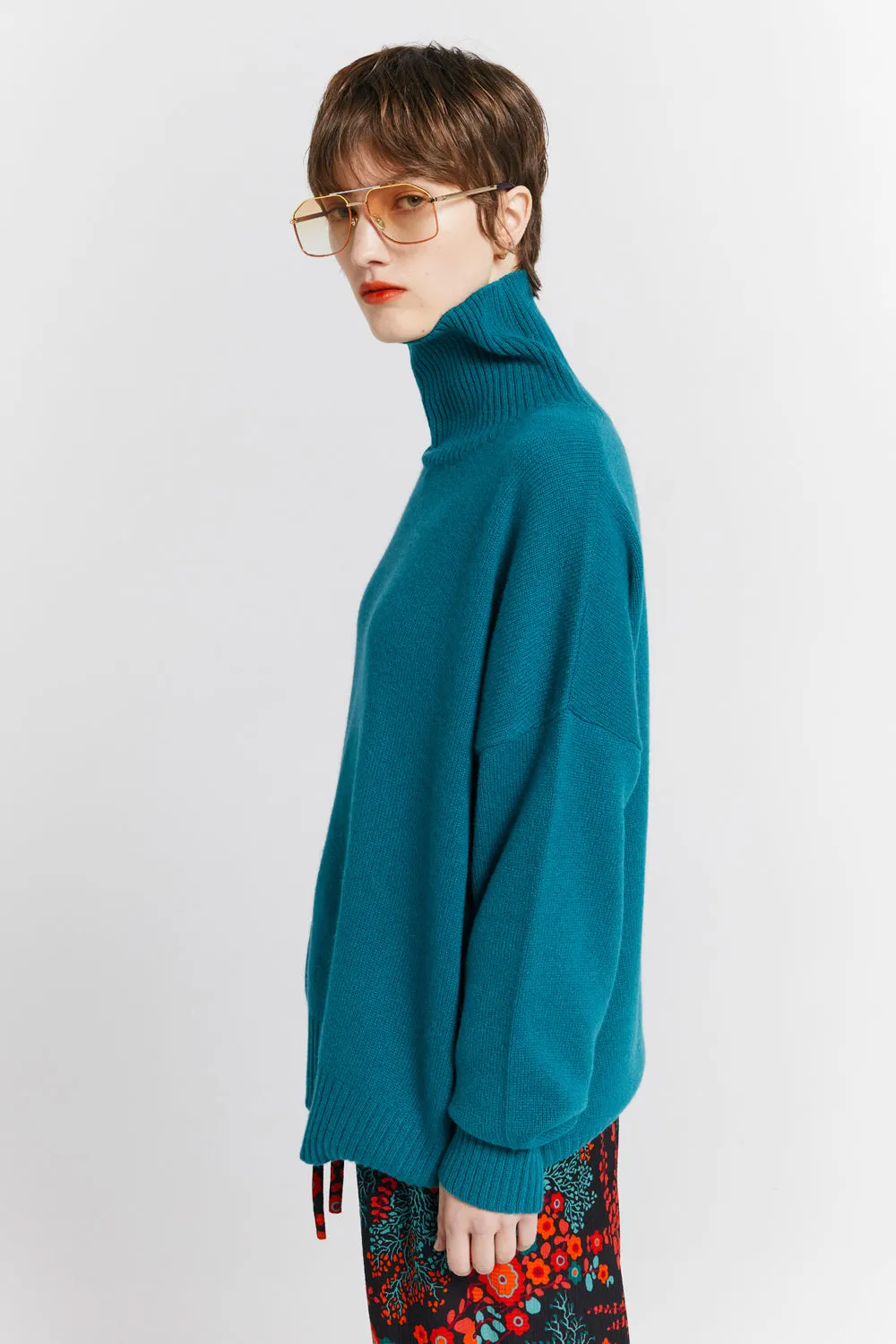 Carmen Oversized Turtleneck Sweater Teal
