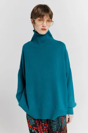 Carmen Oversized Turtleneck Sweater Teal