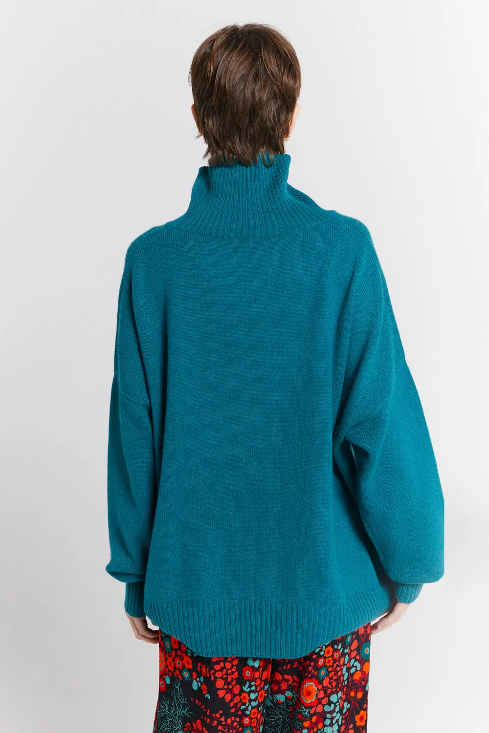 Carmen Oversized Turtleneck Sweater Teal