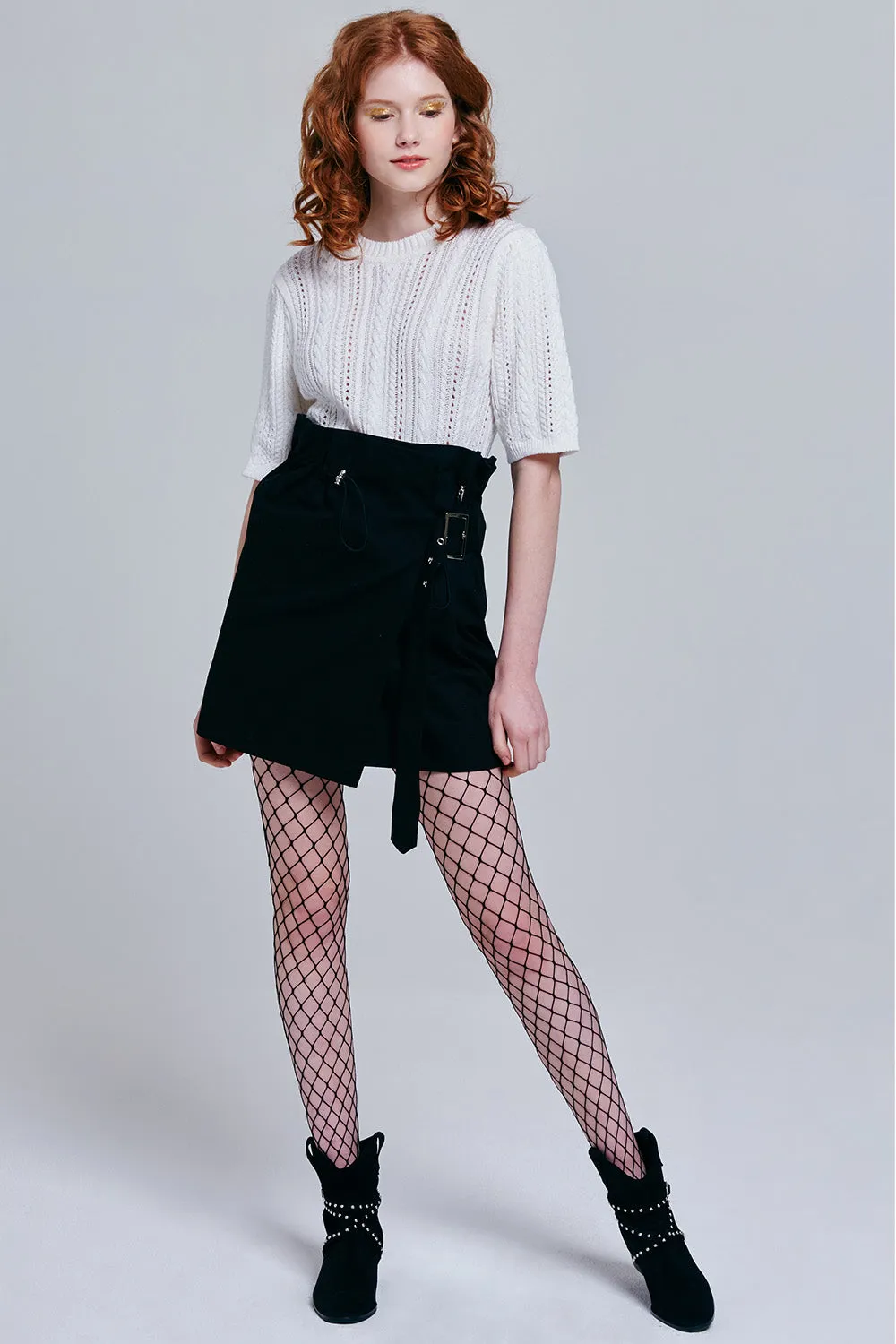 Casey Short Sleeve Cable Knit Sweater