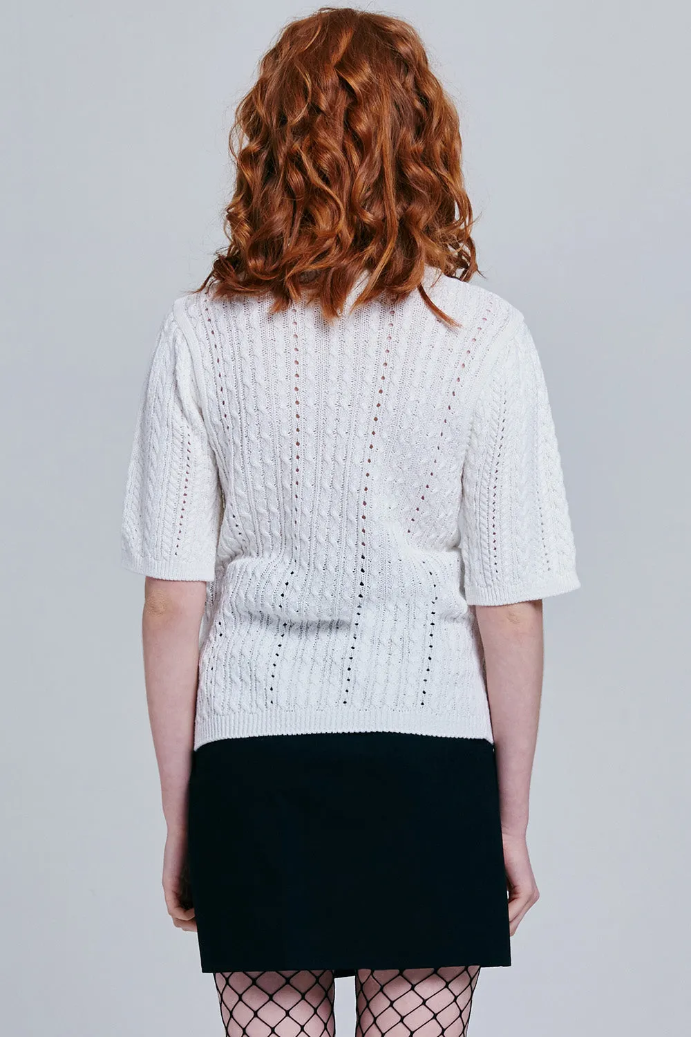 Casey Short Sleeve Cable Knit Sweater