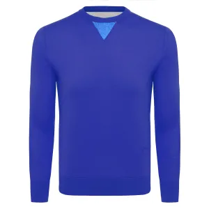 Cashmere and Silk French Blue Sweater with Alligator Detail