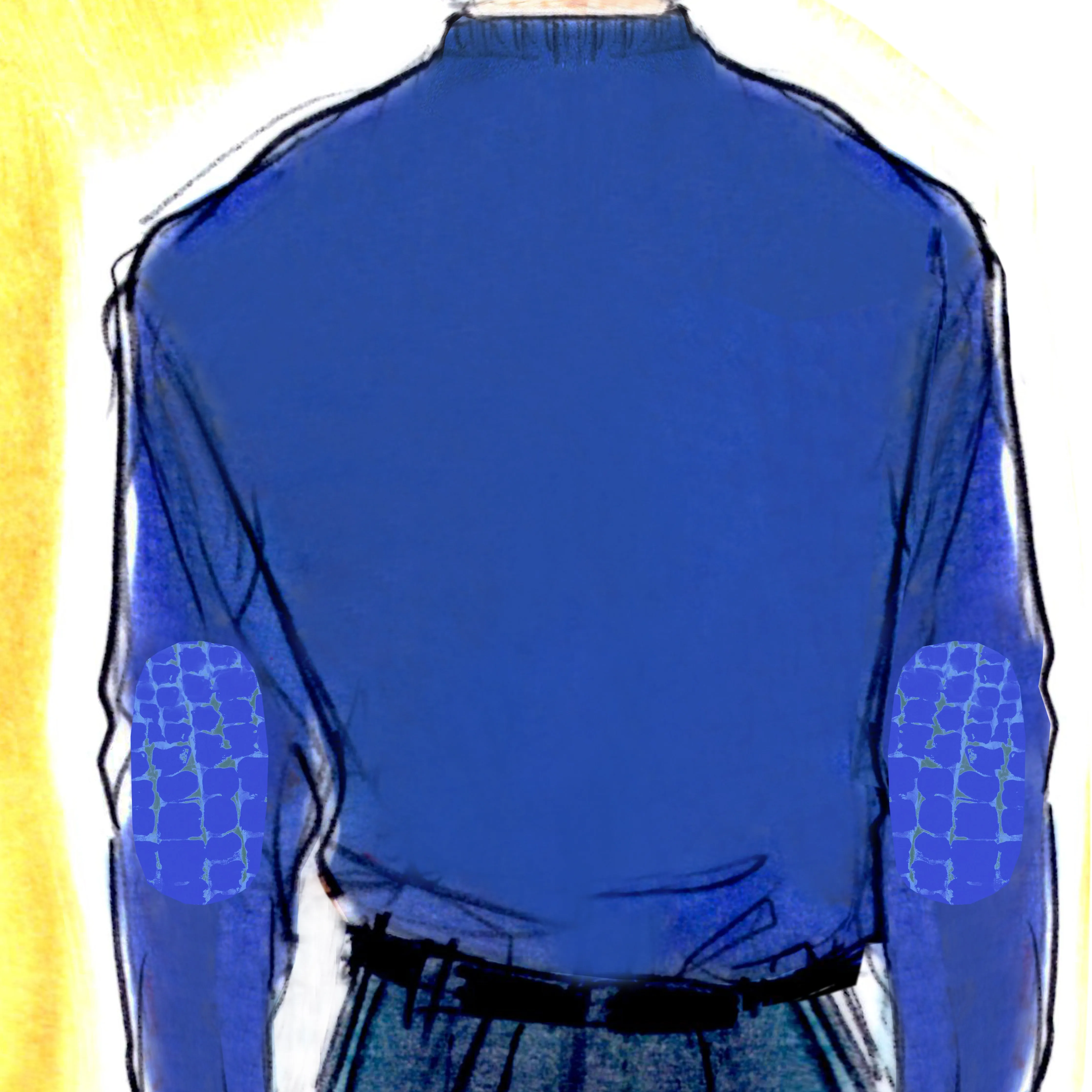 Cashmere and Silk French Blue Sweater with Alligator Detail