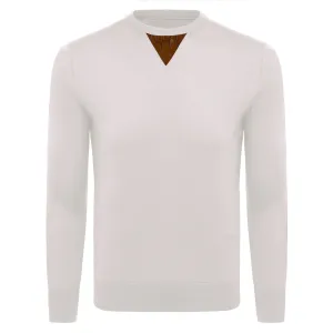 Cashmere and Silk Off-White Sweater with Alligator Detail