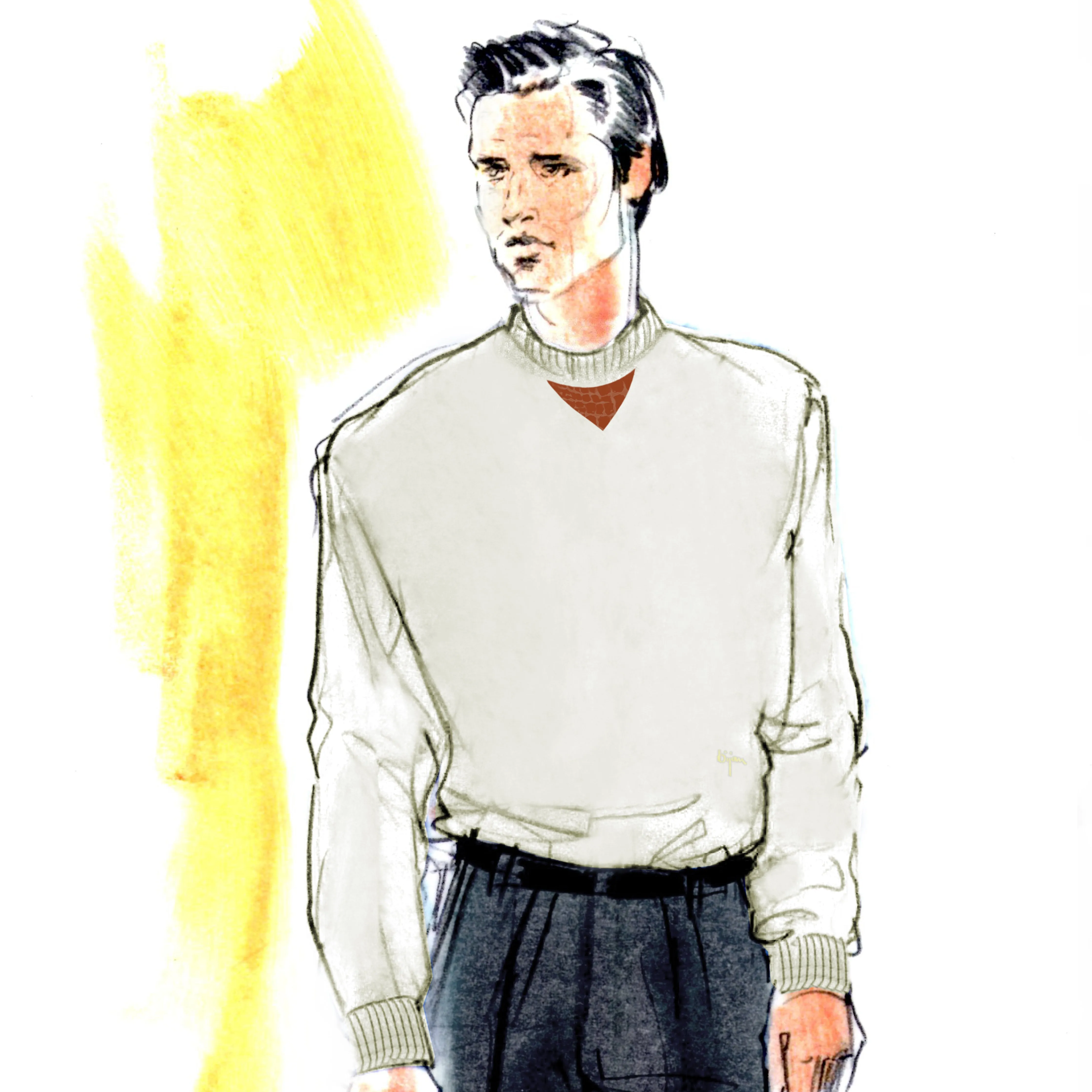 Cashmere and Silk Off-White Sweater with Alligator Detail