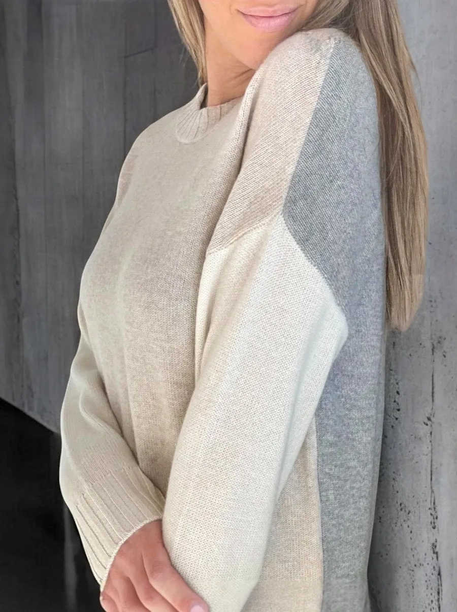 Cashmere Color Block Crew