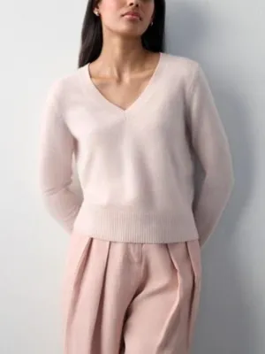 CASHMERE CORE V NECK IN PINK SAND
