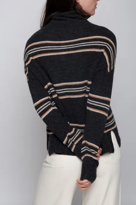 Cashmere Long Sleeve Striped Ribbed Sweater