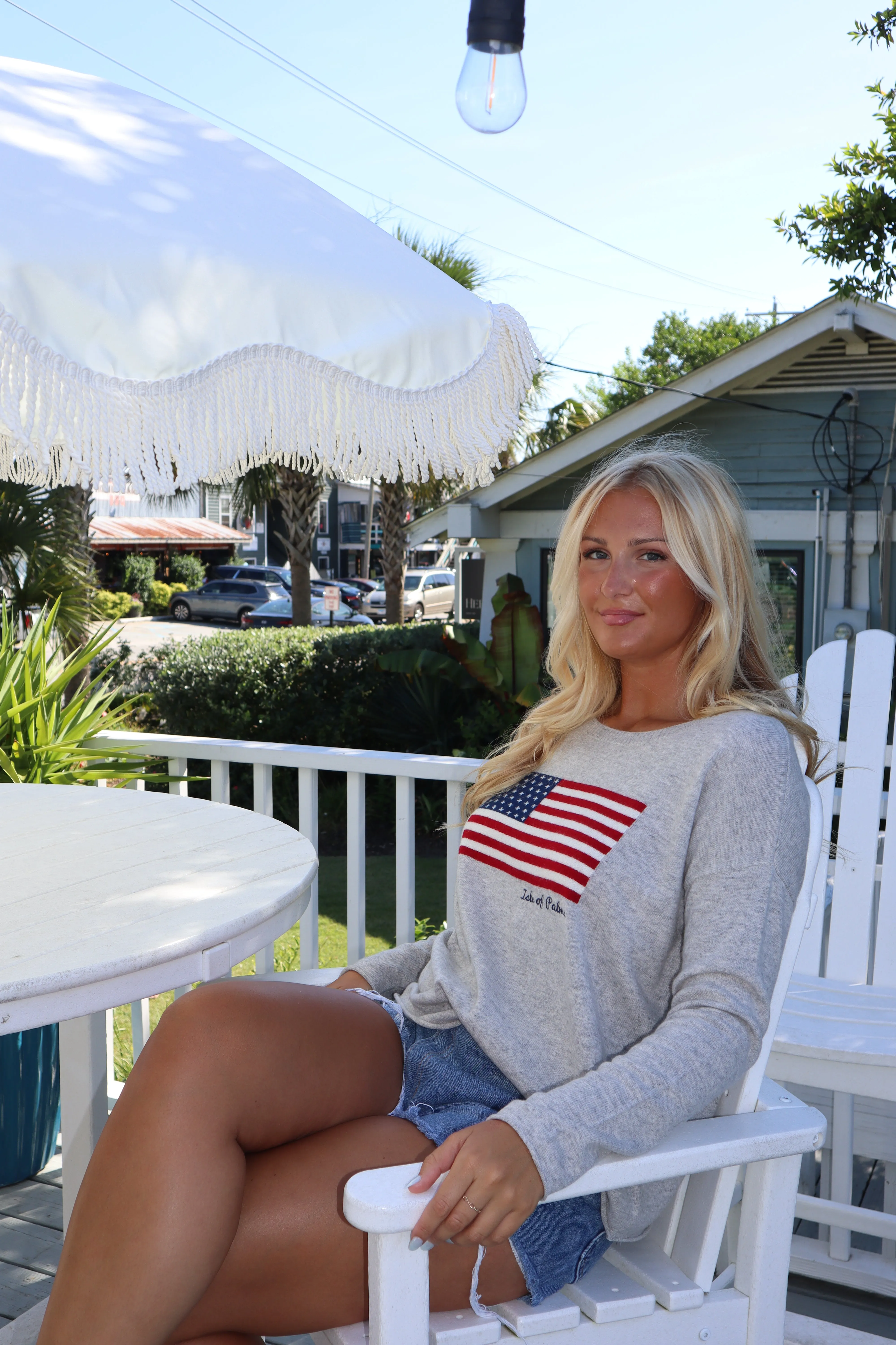 Cashmere Novelty Isle of Palms Sweater- Flag