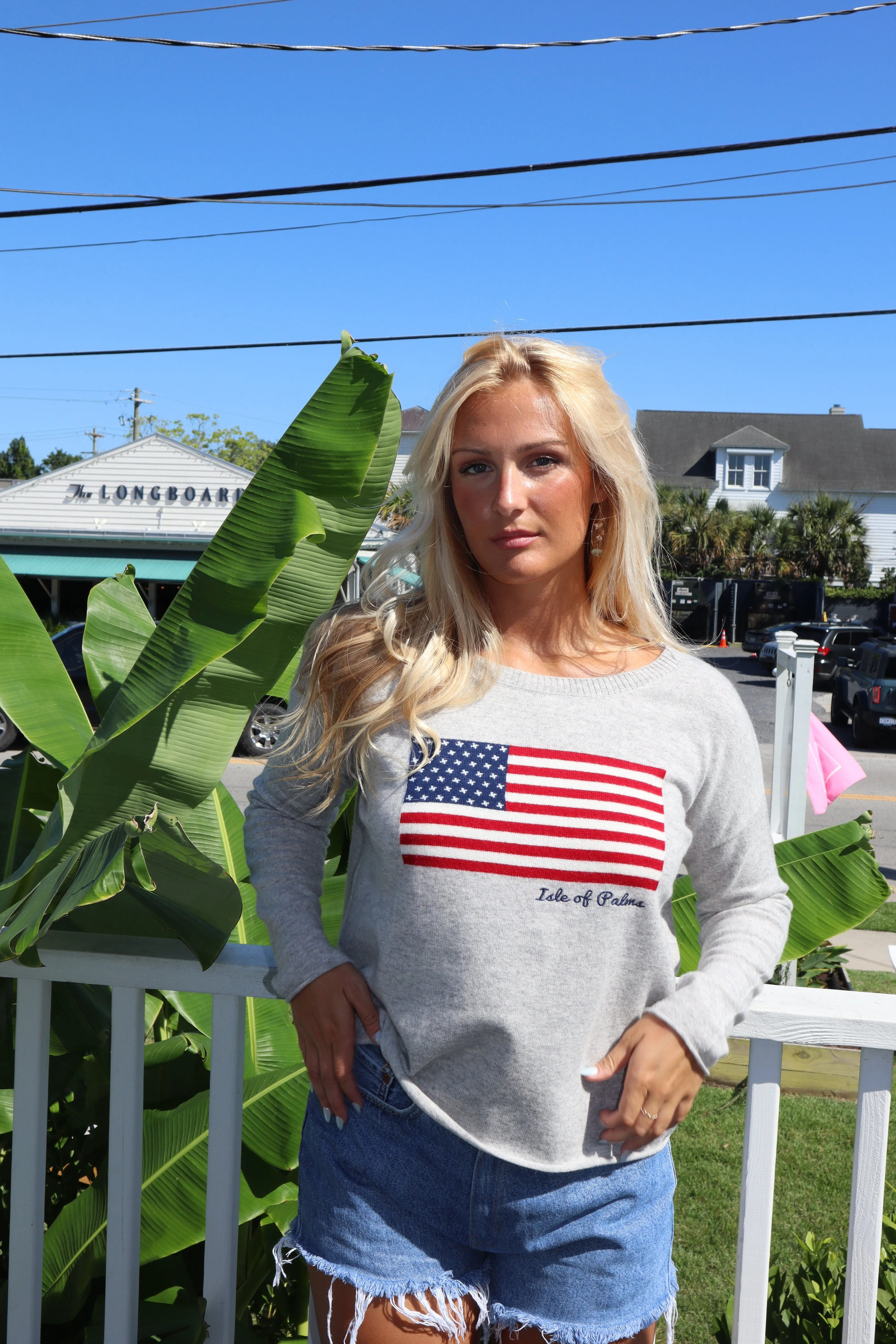 Cashmere Novelty Isle of Palms Sweater- Flag