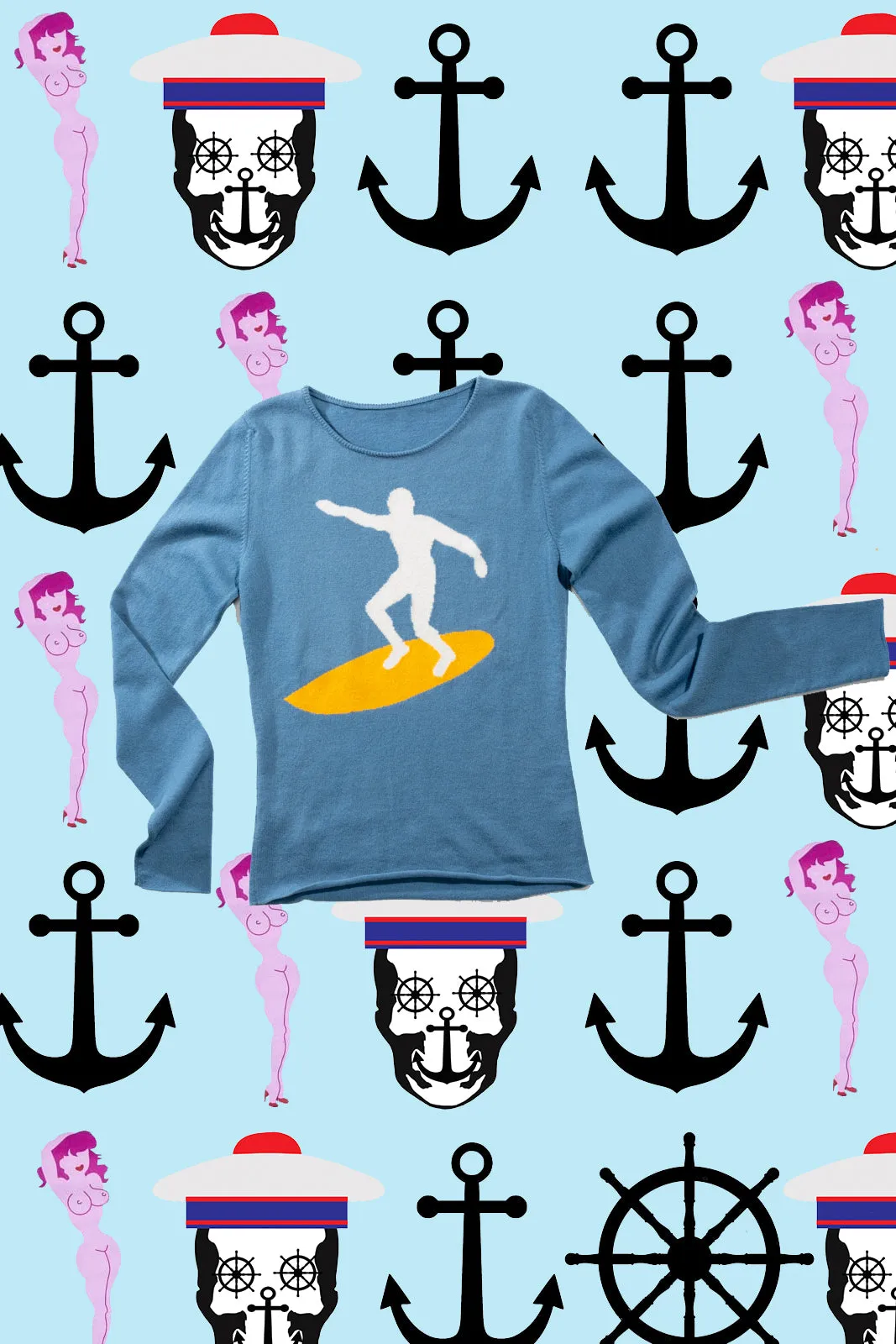 Cashmere Surfer Crewneck Sweater
