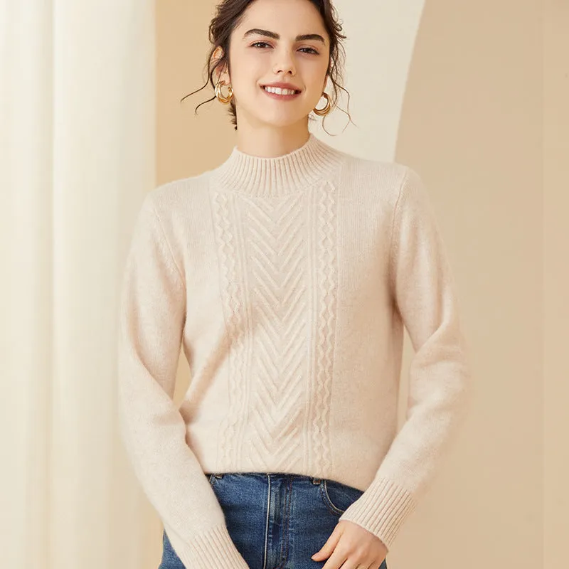 Cashmere Sweater for Women Mock neck Long Sleeve Winter Warm Cashmere Sweater