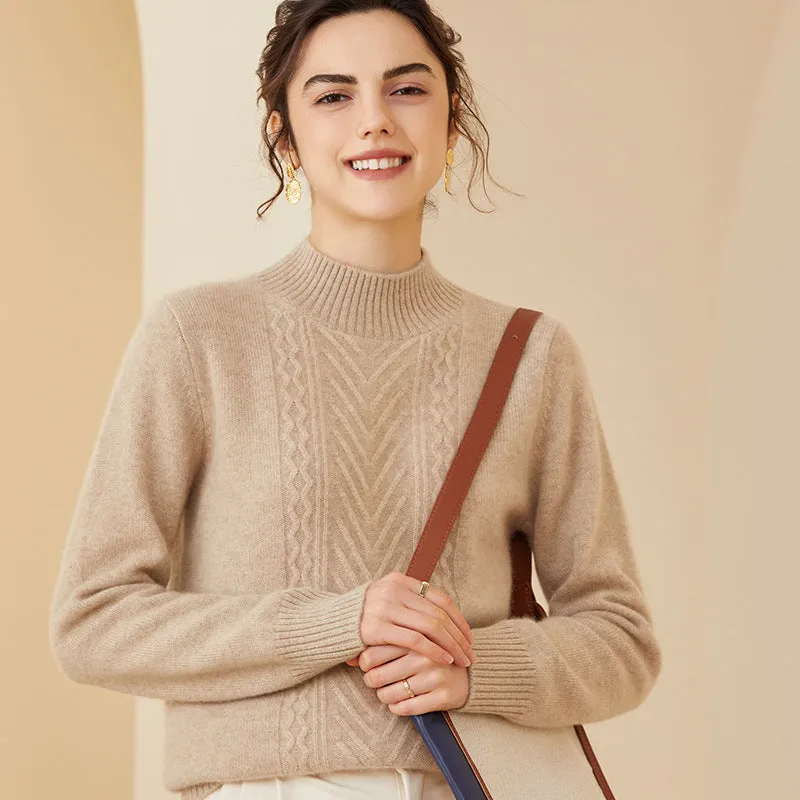 Cashmere Sweater for Women Mock neck Long Sleeve Winter Warm Cashmere Sweater
