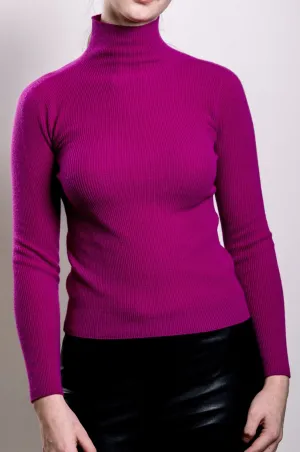 Cashmere Turtle Neck Sweater - Fuchsia