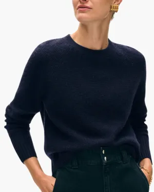 CASHMERE WAFFLE SWEATSHIRT IN DEEP NAVY