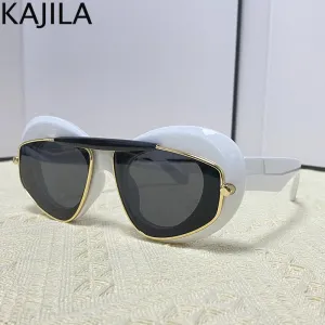 Cat Eye Punk Style Overlay Frame Sunglasses Luxury Fashion Steampunk Double Frame Sun Glasses Y2k Sports Shield Eyewear Sun Shades