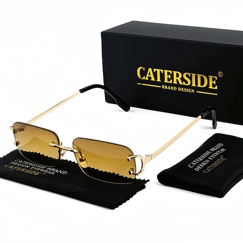 CATERSIDE Rectangular Rimless Sunglasses for Men