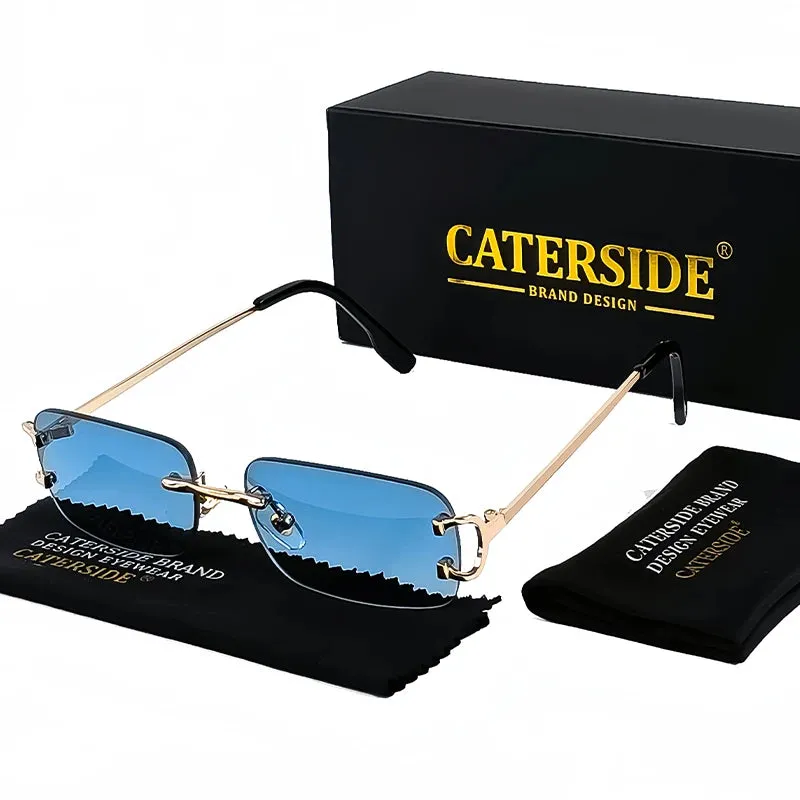 CATERSIDE Rectangular Rimless Sunglasses for Men