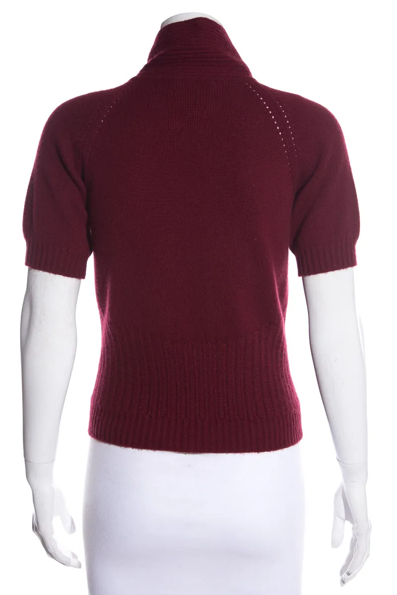 Chado Ralph Rucci Burgundy Cashmere Sweater SZ 42