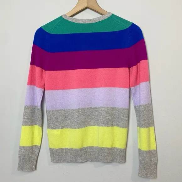 Charter Club Cashmere Marine Rainbow Stripe Crewneck Sweater