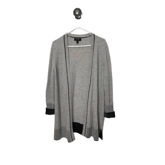 Charter Club Luxury Size M 100% Cashmere Gray Black Cardigan Sweater #3