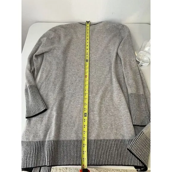 Charter Club Luxury Size M 100% Cashmere Gray Black Cardigan Sweater #3