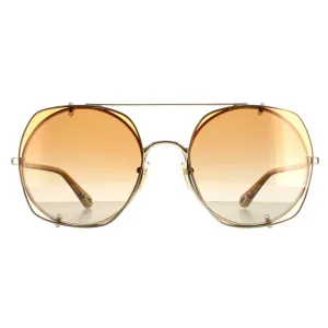 Chloe Sunglasses CH0042S 003 Gold  Orange Gradient