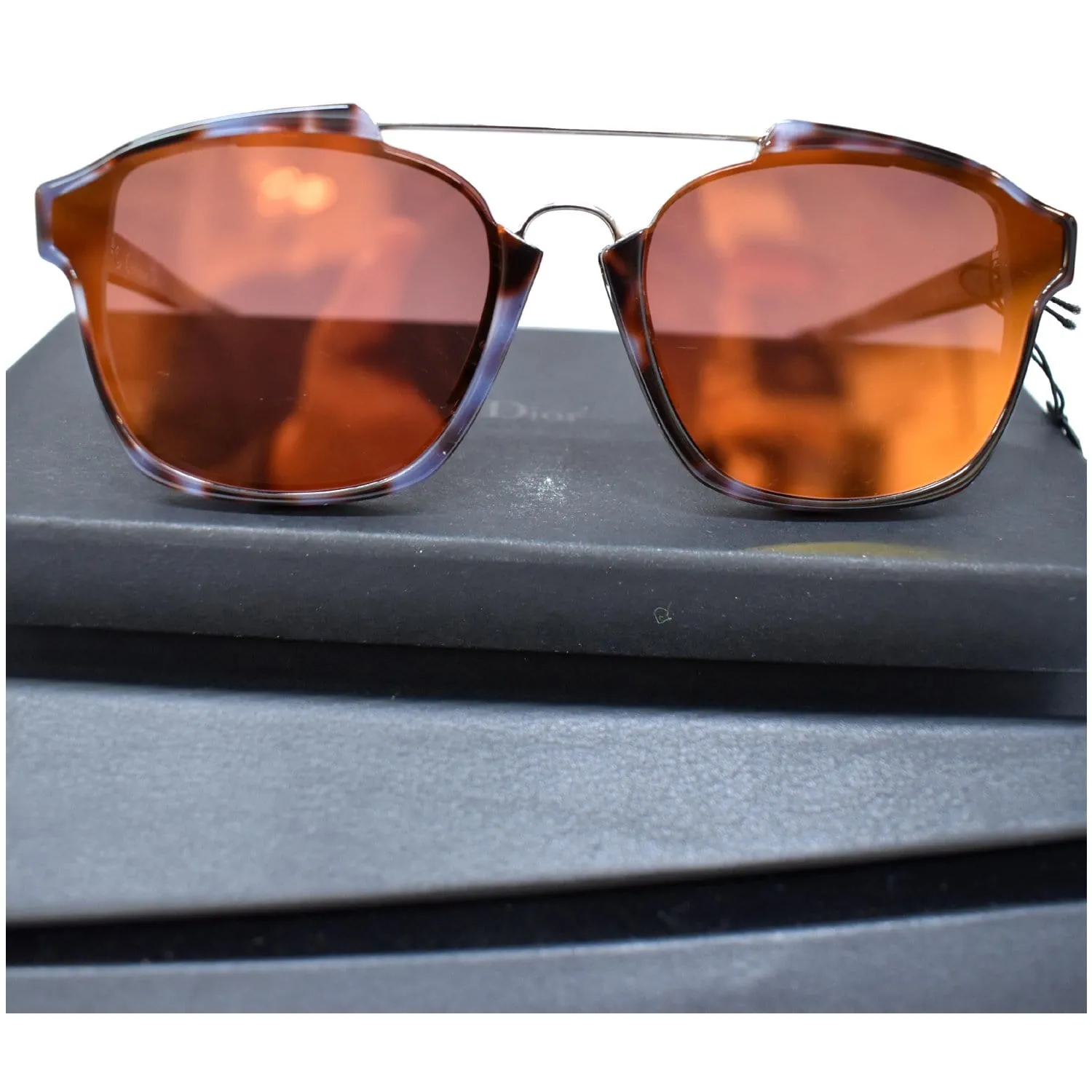 Christian Dior Abstract YH0/A1 58 Women Havana Sunglasses Orange Mirrored Lens