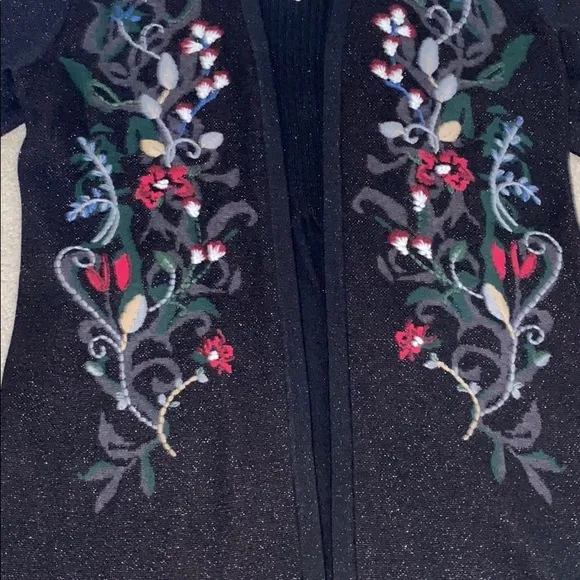 Christopher &amp; Banks Embroidered Shimmer Cardigan