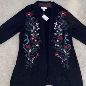 Christopher &amp; Banks Embroidered Shimmer Cardigan
