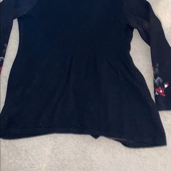 Christopher &amp; Banks Embroidered Shimmer Cardigan