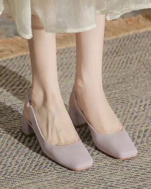 Chunky Heel Back Strap Square Toe Sandals