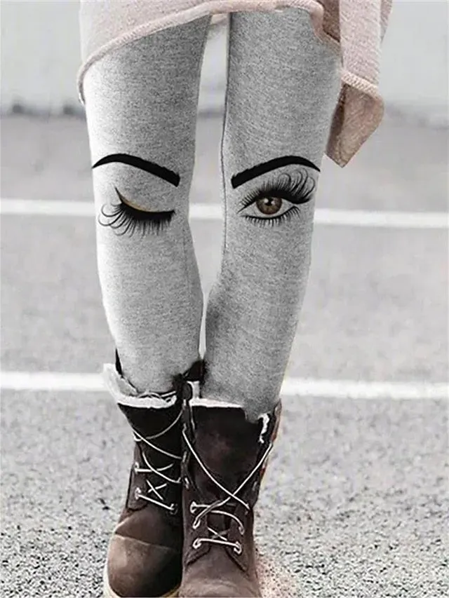 CityHottie - Women's Fleece Pants Tights Leggings Full Length Print High Elasticity Medium Waist Fashion Tights Halloween Picture color 21 Picture color 34 S M