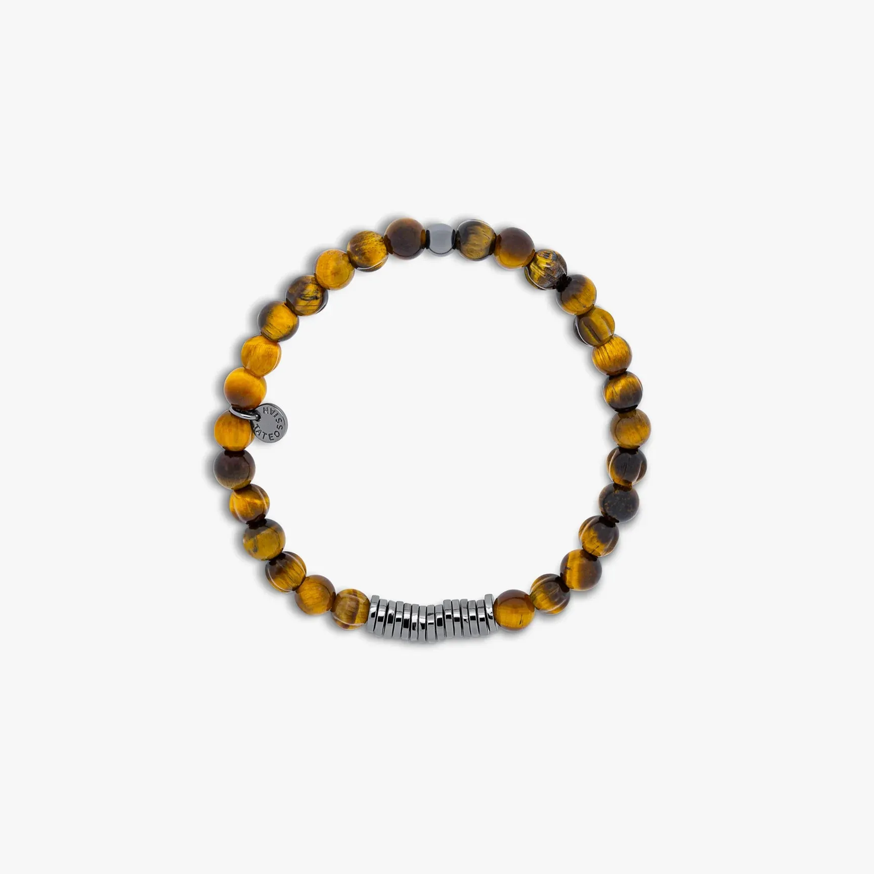 Classic Discs bracelet with tiger eye and black rhodium plated silver