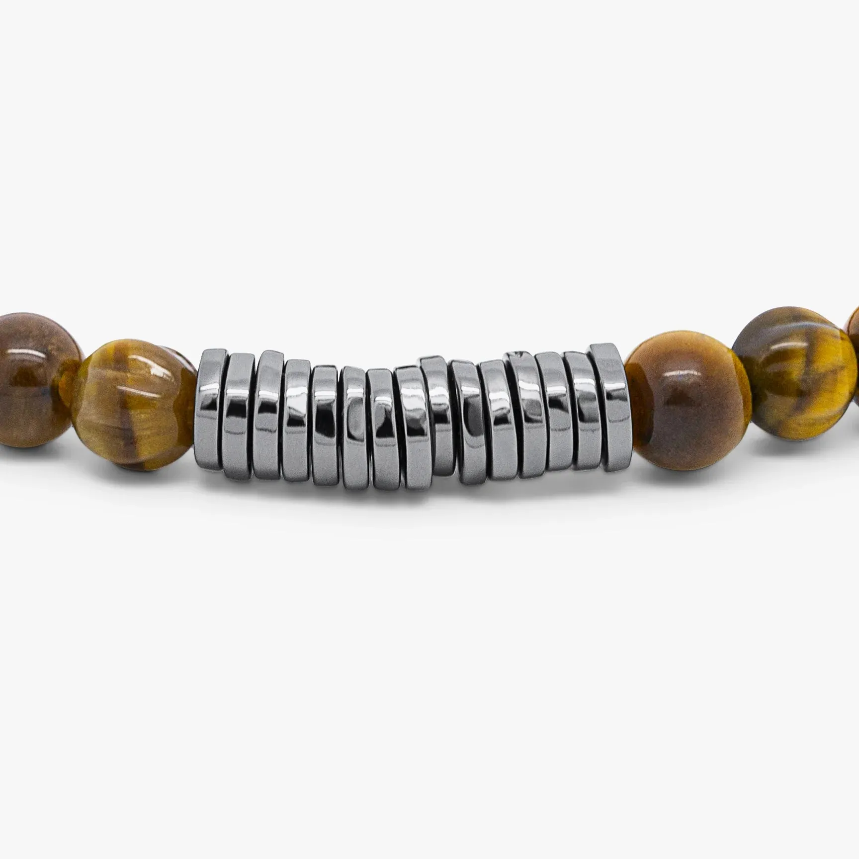 Classic Discs bracelet with tiger eye and black rhodium plated silver