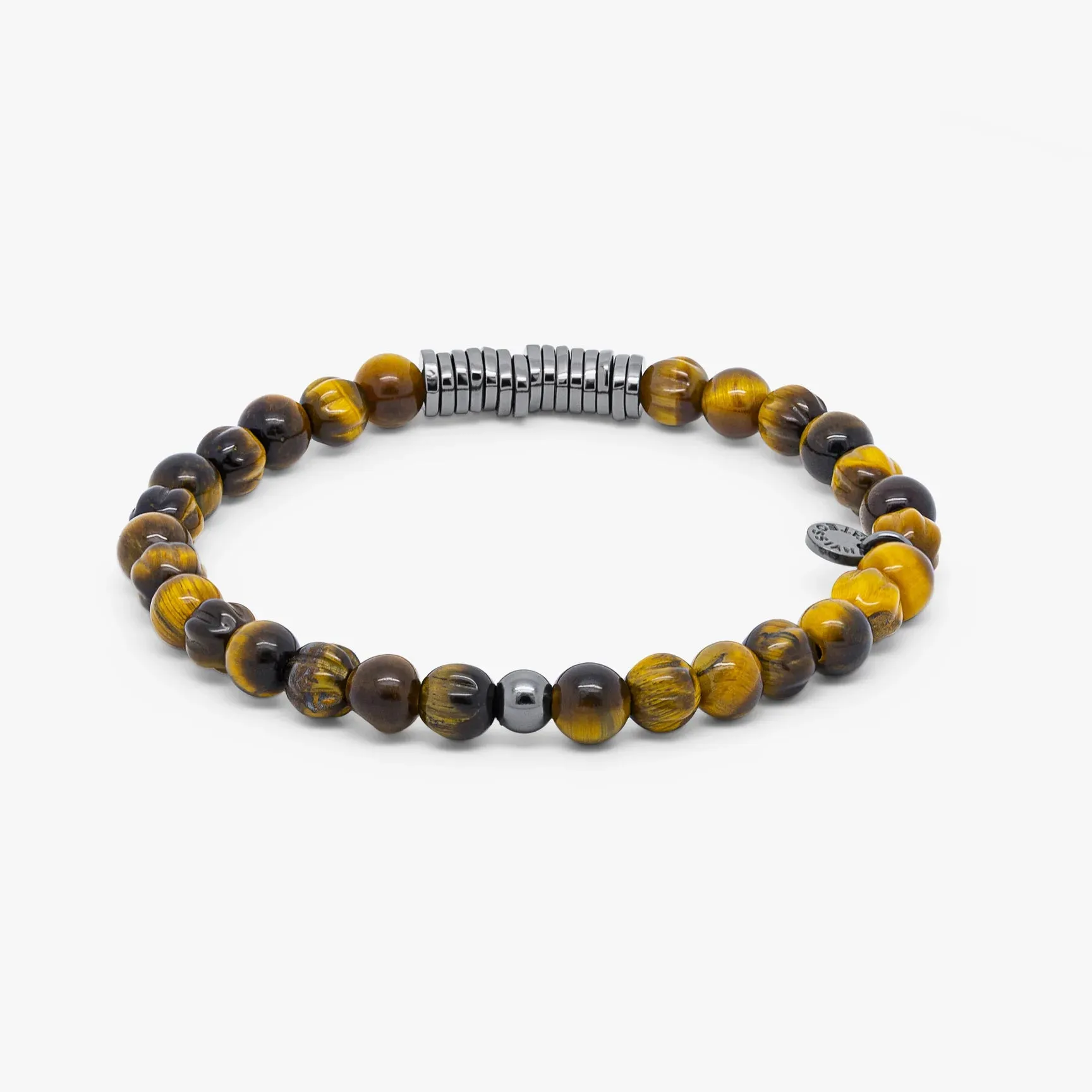 Classic Discs bracelet with tiger eye and black rhodium plated silver