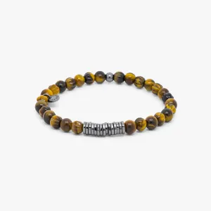 Classic Discs bracelet with tiger eye and black rhodium plated silver