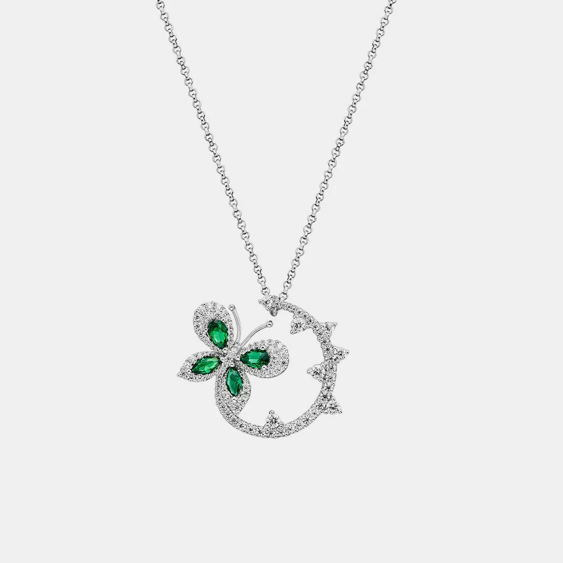 Classic Emerald Butterfly Necklace