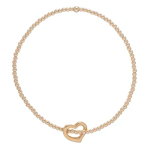 Classic Gold 2.5mm Bead Bracelet - Love Gold Charm