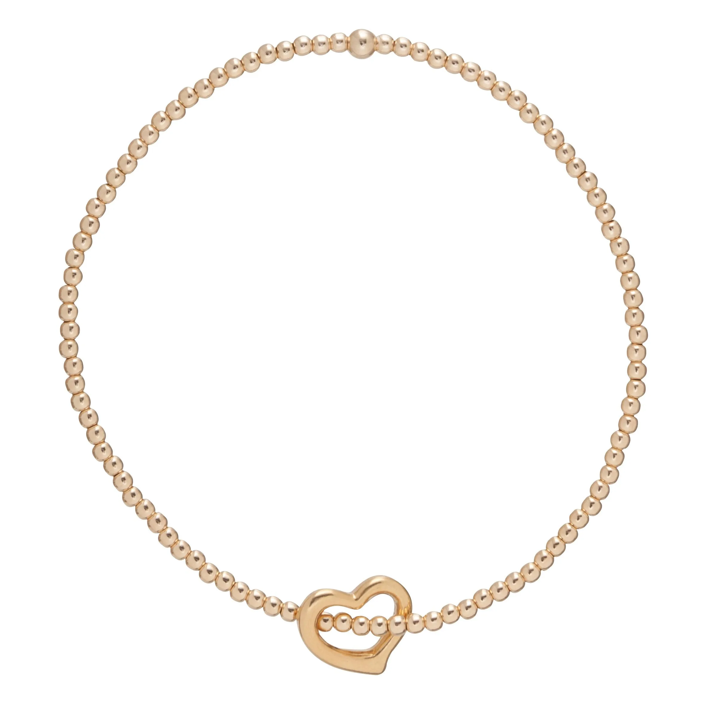 Classic Gold 2.5mm Bead Bracelet - Love Gold Charm