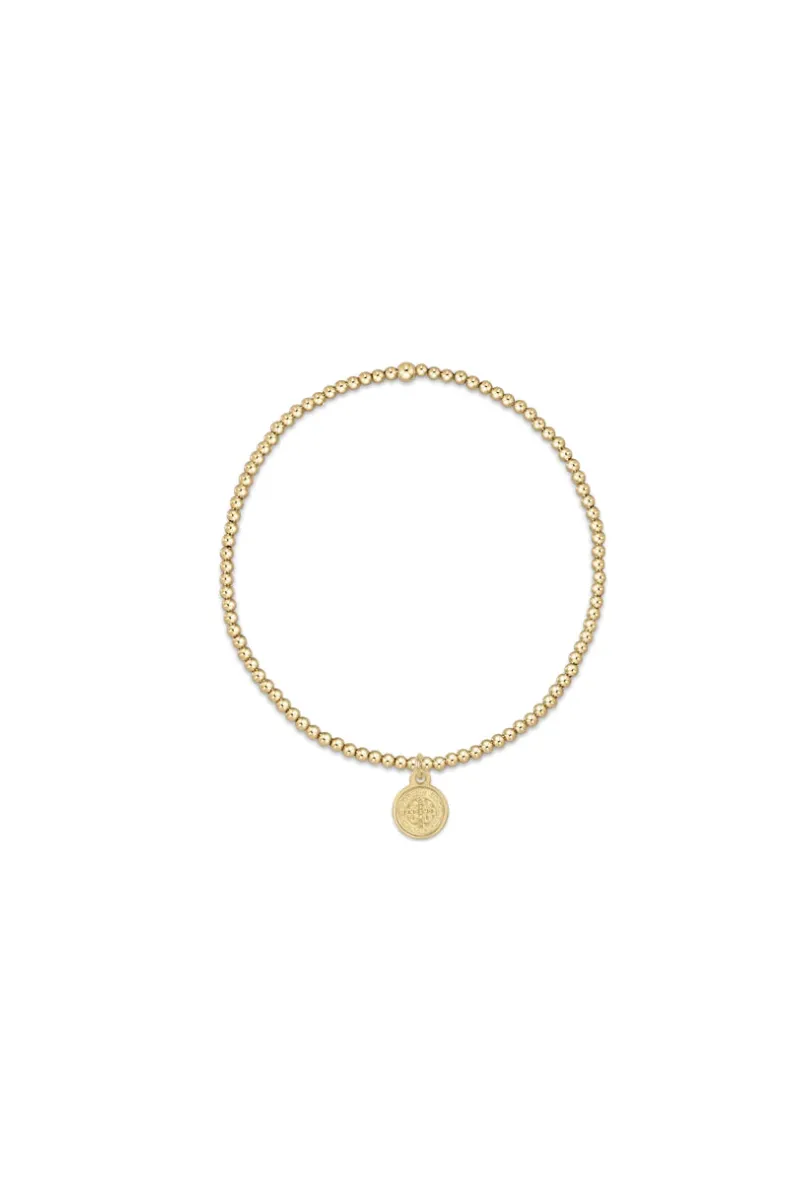 Classic Gold 2mm Bead Bracelet- Blessing Small Gold Disc